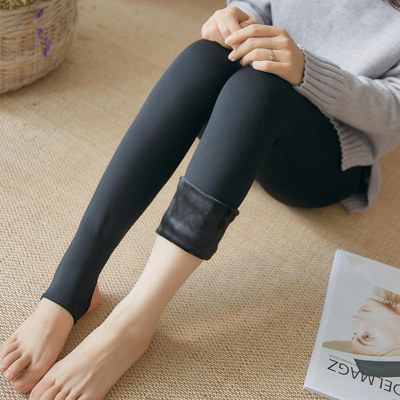 Autumn Winter Fleece Footed Slimming Skin Tone Women's Warm Leggings Tights