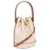 Tory Burch T Monogram 21 Drawstring Closure Detachable Shoulder Strap Leather Bucket Bag Women bags Longan-Brown Cream-White 146294-020