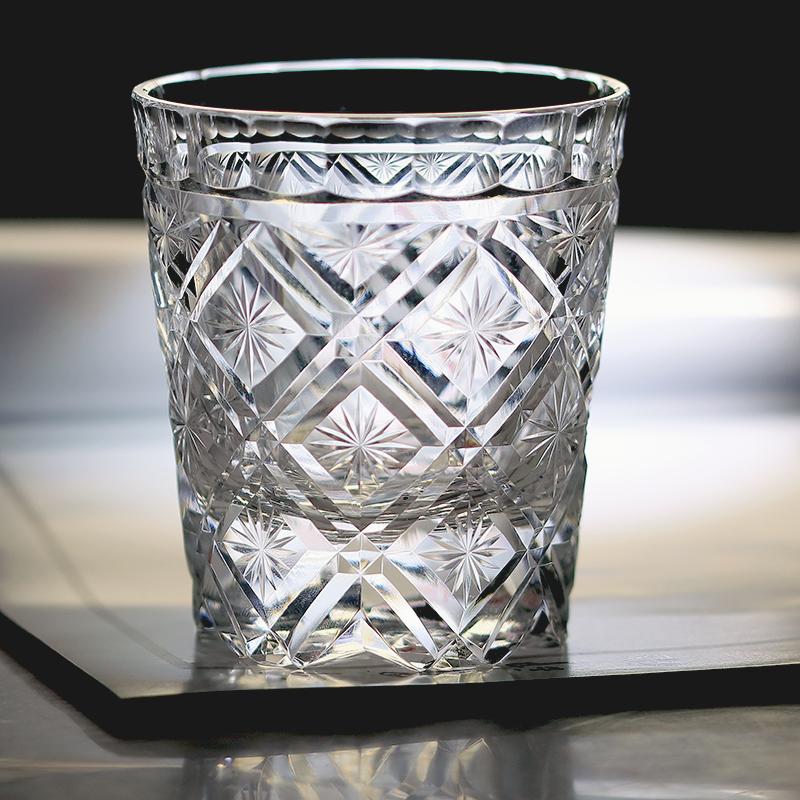 240ml Edo Kiriko K9 Crystal Whiskey Glass Japanese Style Engraving Luxury Elegant Drinking Glass for Bar Commercial Gift