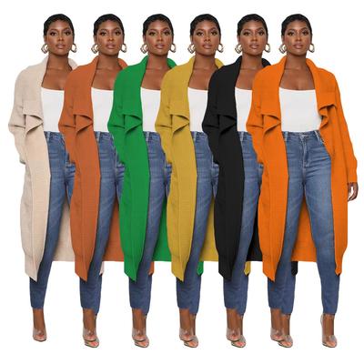 Women's Casual Solid Color Long Knit Cardigan