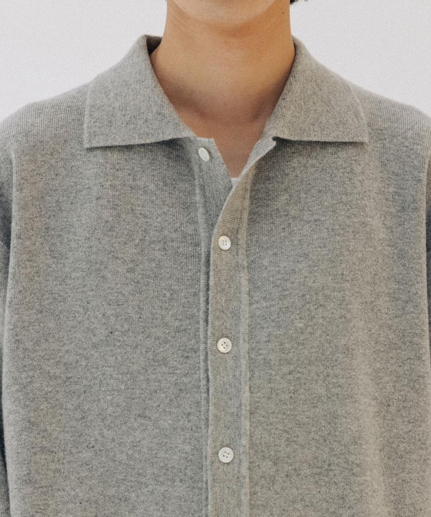 BLANKROOM Collared Cardigan_Melange Gray