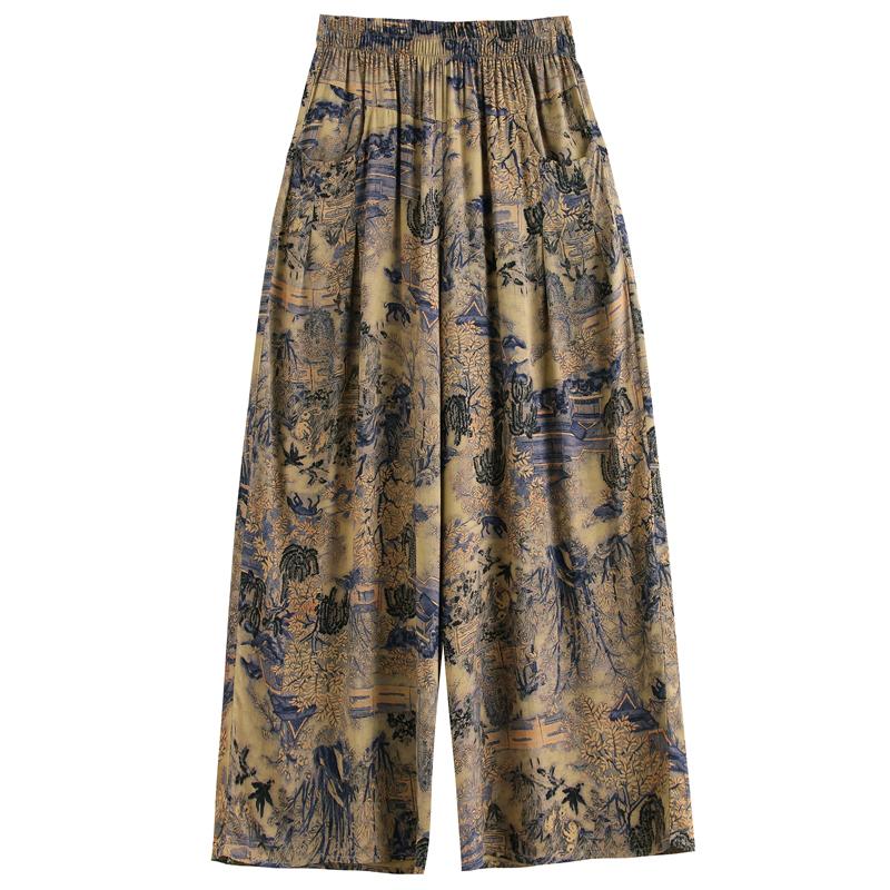 Summer Wide Leg Pants for Women Vintage Clothes Plus Size Loose Elastic Waist Casual Pants