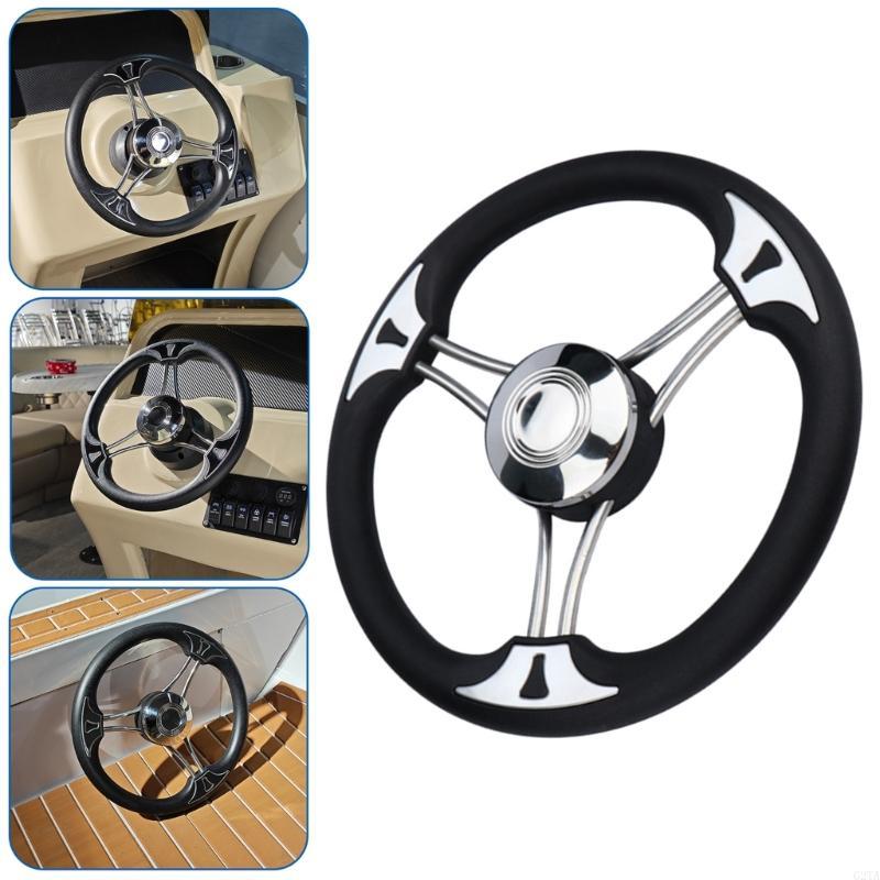 Rueda de timón universal de acero inoxidable de 13.5 pulgadas sin pomo de repuesto Accesorios marinos Rueda de timón para barco