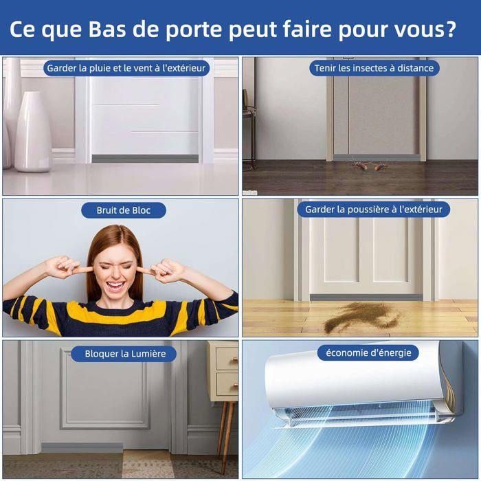 Bas de porte isolant auto-adhésif 200 x 5 cm silicone – boudin gris anti-froid