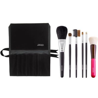 Takumi No Keshōfude Cosme-dō Kumano Brush Makeup Brush Set Starter Set Special (6 Makeup Brushes & Brush Case Included) Black S606-K