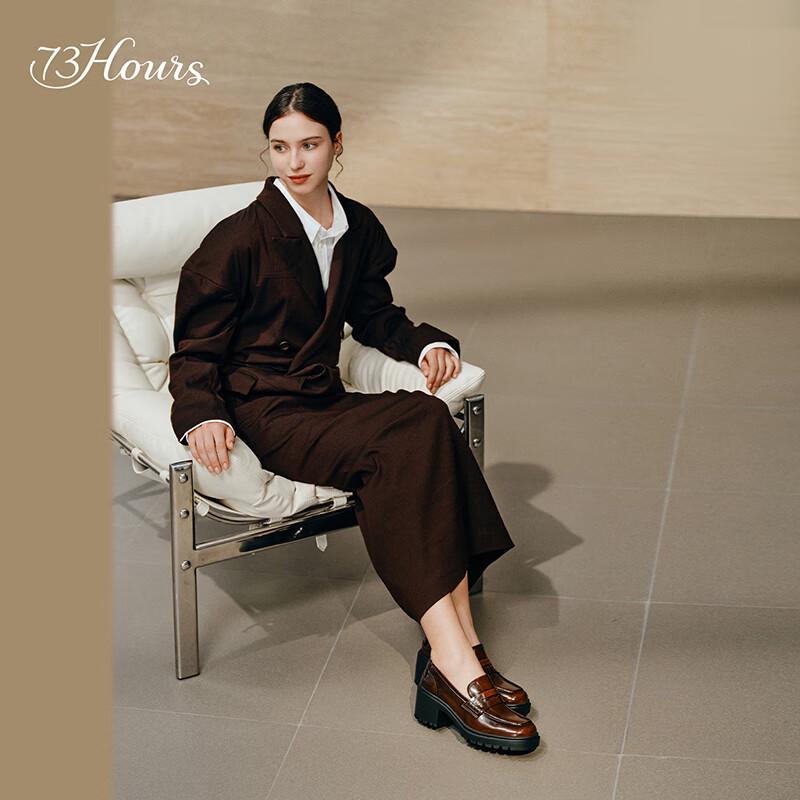 73Hours Women's Square Heel Round Toe Loafers