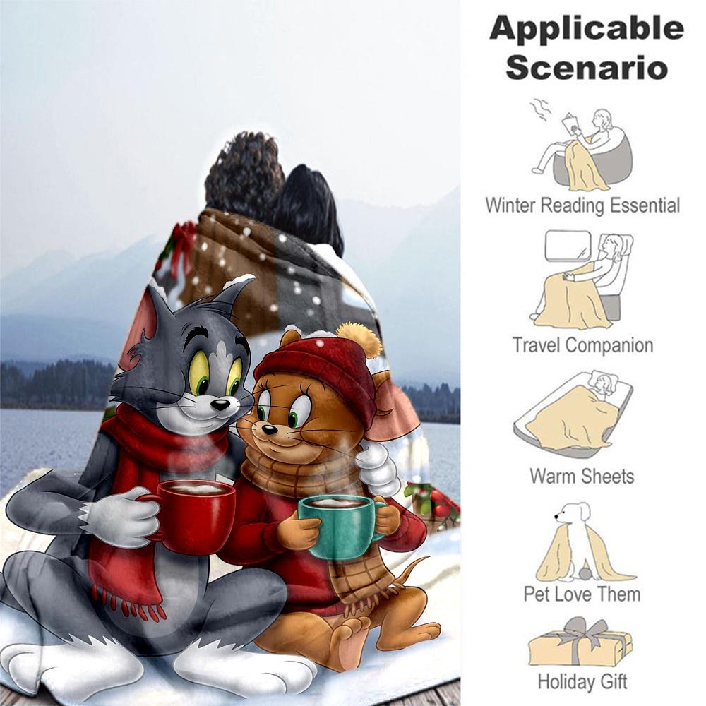 1pc Tom and JerryOutdoor Flannel Blanket Soft Plush Decor for Picnics, camping,Bedroom, Playroom, or Lunch Breakn1207A