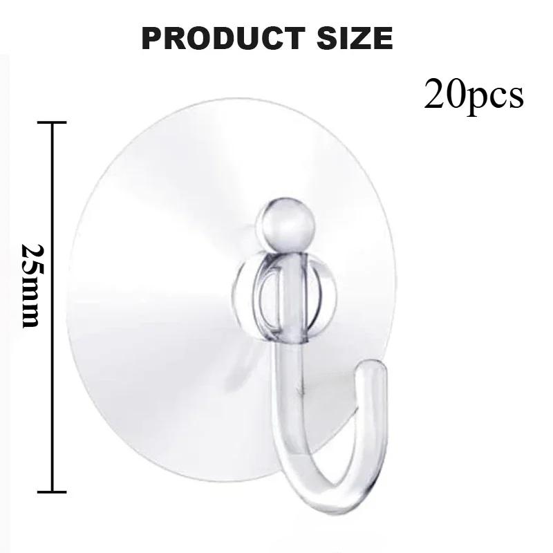 5/10/20pcsProfessional Transparent Suction Cup Plastic Hook for Bathroom and Kitchen Tiles