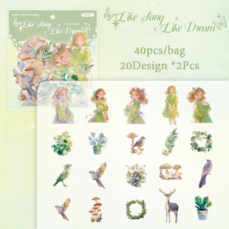 Herr. Papier, 6 Stile, 40 Stück/Beutel, Dreamy Girl PET-Aufkleberbeutel, Scrapbook, Tagebuch, Notizbuch, Handyhülle Dekoration Collage-Material