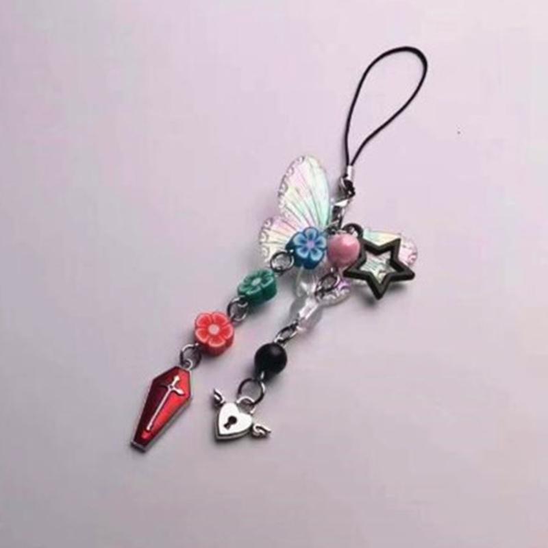 Coffin Cross Hanging Pendant Sweet Cool Phone Strap Bag Decoration Portable Y2K Style Hanging Lanyard for Girls Women
