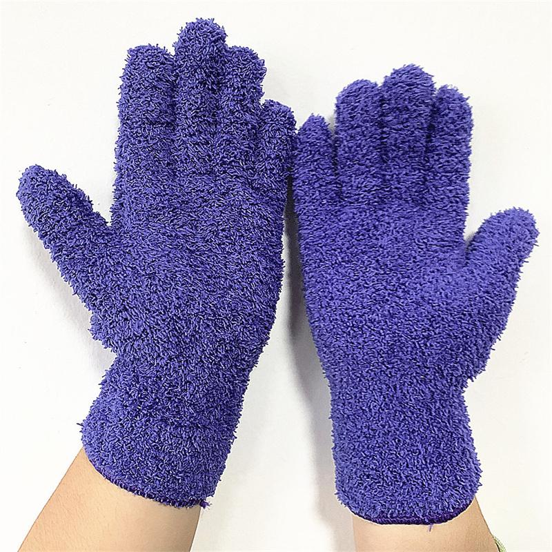 1pár čisticích rukavic Mikrovlákno Coral Fleece Rukavice pro péči o auto Pevné Pětiprsté Odstranění prachu Domácí práce Absorpční rukavice