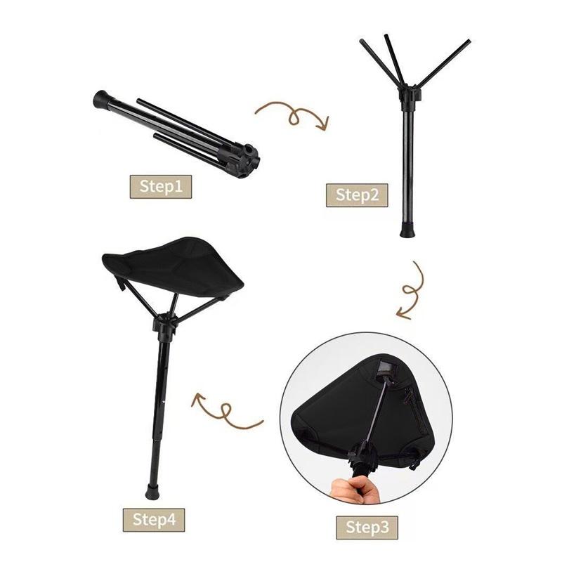 Folding Chair Collapsible Chair Retractable Walking Aid Crutch Stool Adjustable Hiking Chair For Outdoor Hiking Picnic Travel