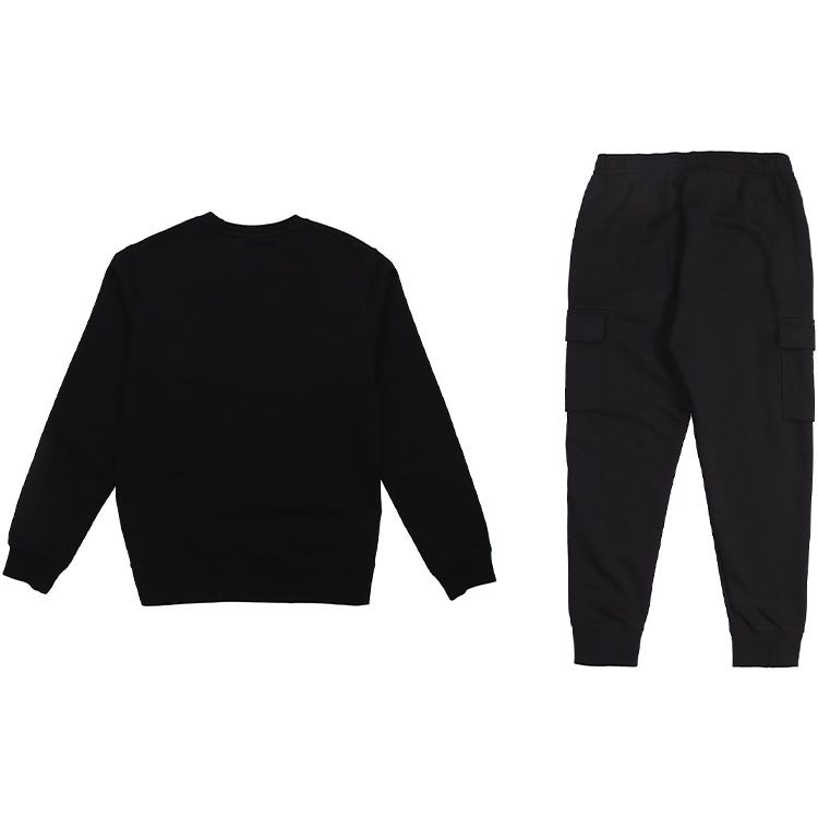 Nike Solid Color Hoodie And Cuffed Sweatpants Casual Sports Set Men Sportswear Black 916609-010+CD3130-010