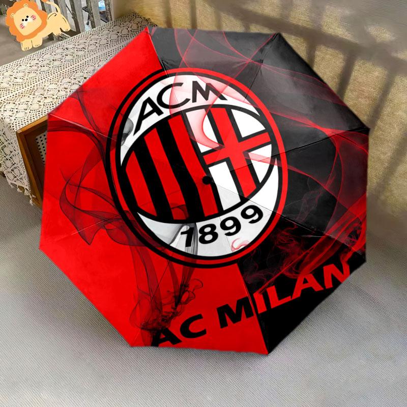 1 PC Automatic Folding Umbrella - AC Milan Pattern, Portable & Foldable Design with 8 Ribs, Christmas Birthday Gifts