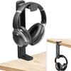 2-in-1 Headphone Holder Stand & Hanger, Heavy-Duty with Adjustable Height & Rotating Clamp, Space-Saving Desk Mount with Cable Management