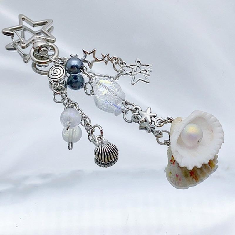 Y2K Hvězdy Mušle Perlový přívěsek Řemínek na telefon Přenosná šňůrka pro dívky ženy