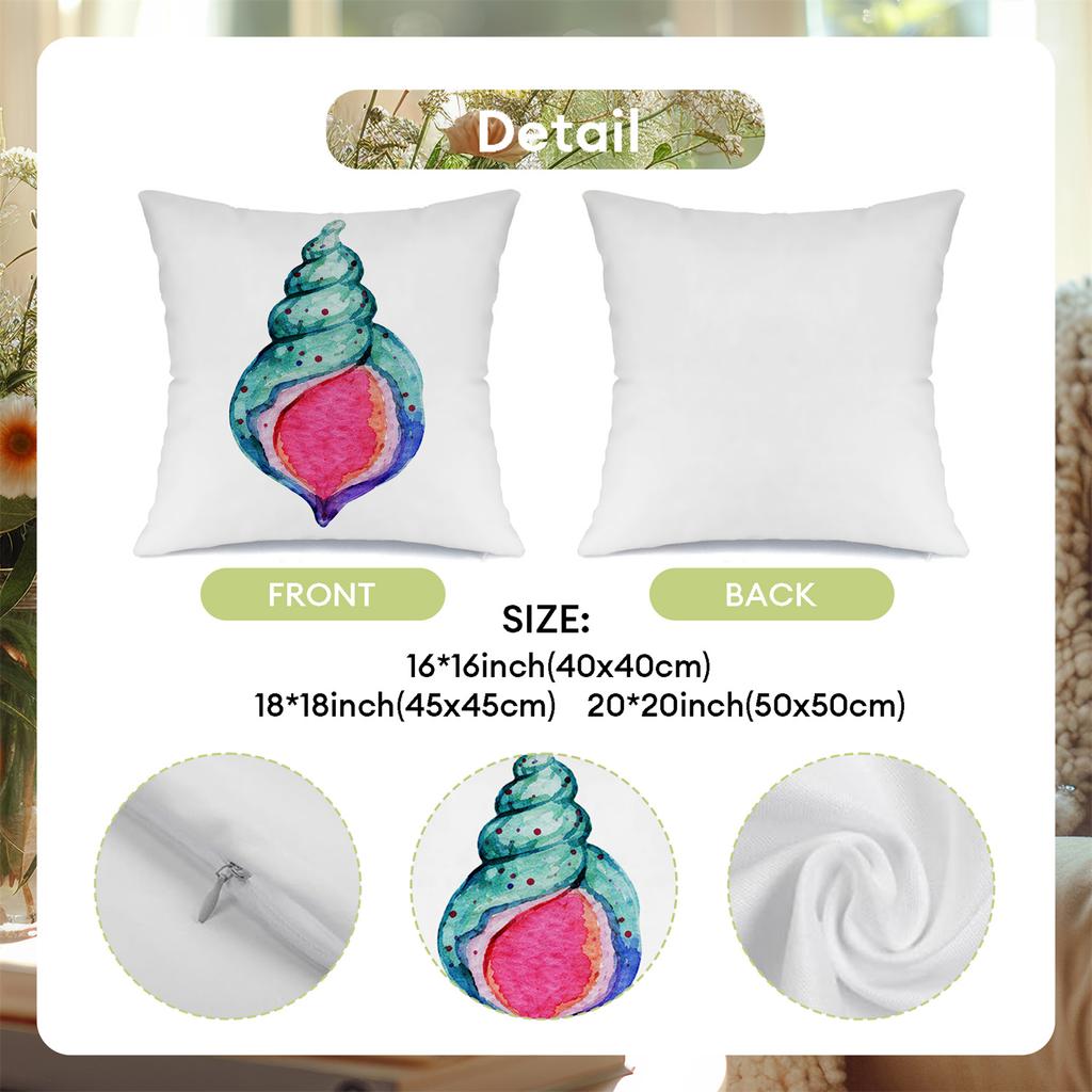 Watercolor Marine Elements Digital Printing Pillow Cover Short Plush Suitable Living Rooms Bedrooms Sofas Throw Cushion Cover