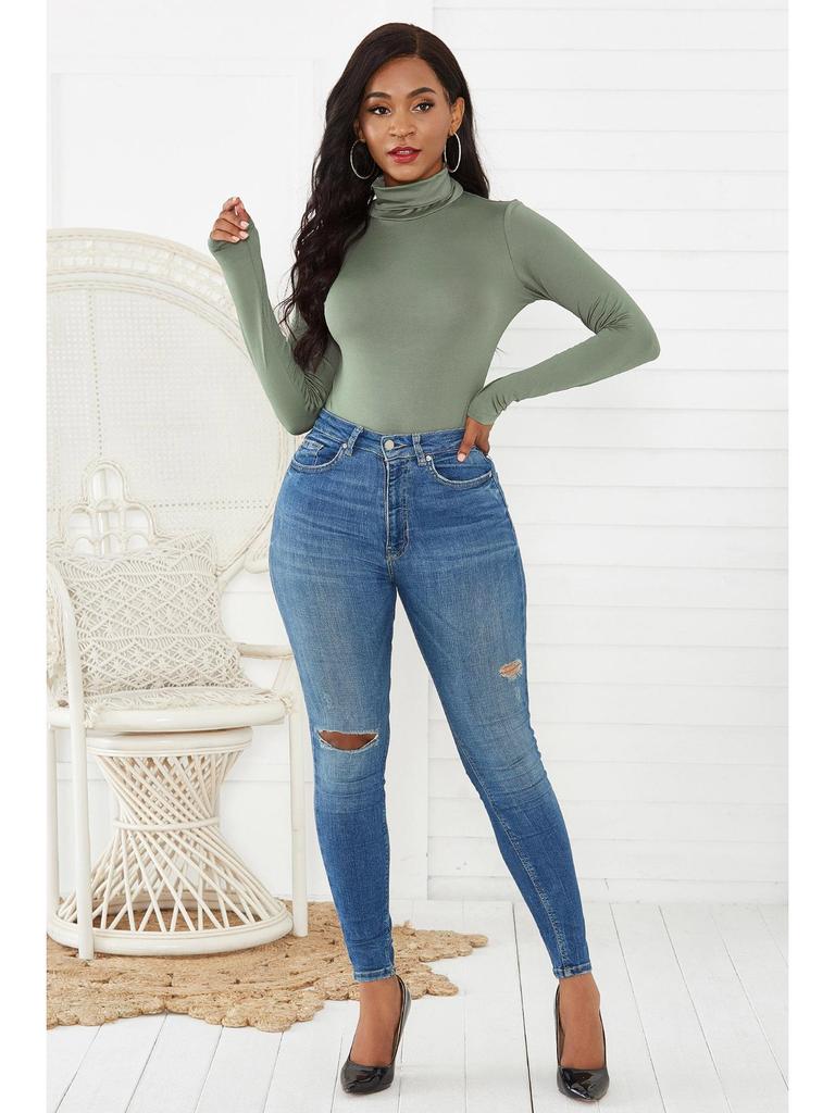 Women's Sexy Slim-Fit High Neck Bodysuit - 13 Colors, Long Sleeve, Solid Color, Winter Jumpsuit