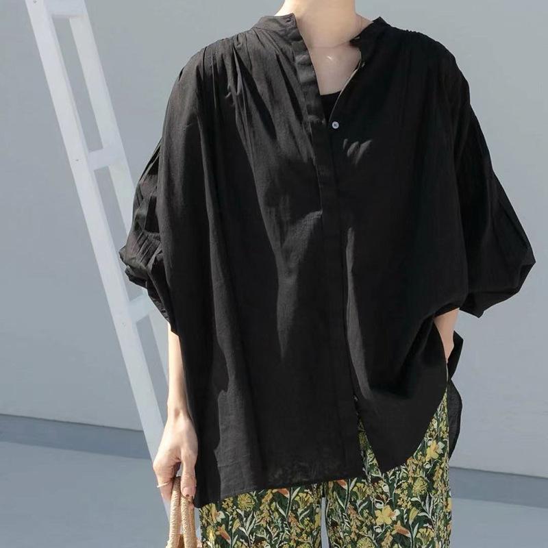 Summer Sweet Women's Sunscreen Shirt Mid-length Rotary Sleeve Solid Color Loose Cotton Women's Shirt