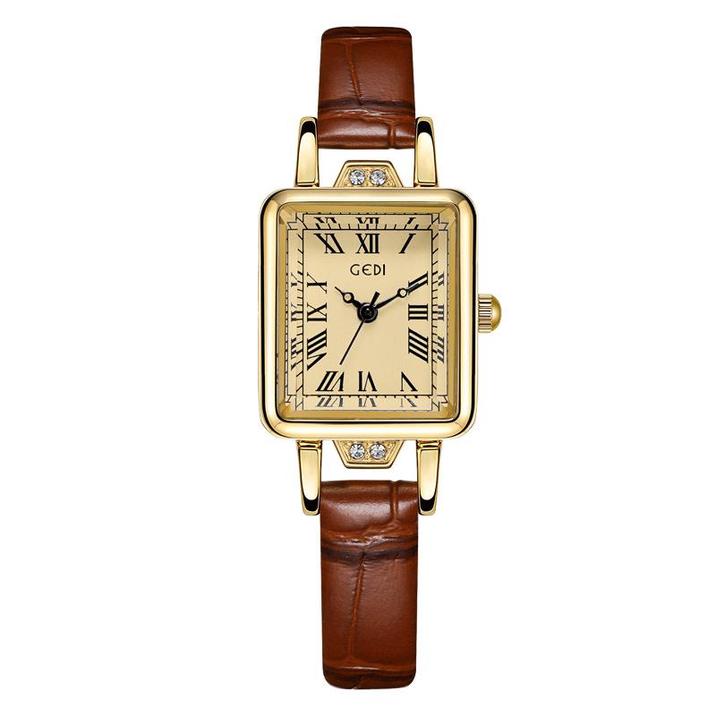Medieval Temperament High Value Women'S Watch Exquisite Small Belt Small Square Watch Middle School Student Retro Watch