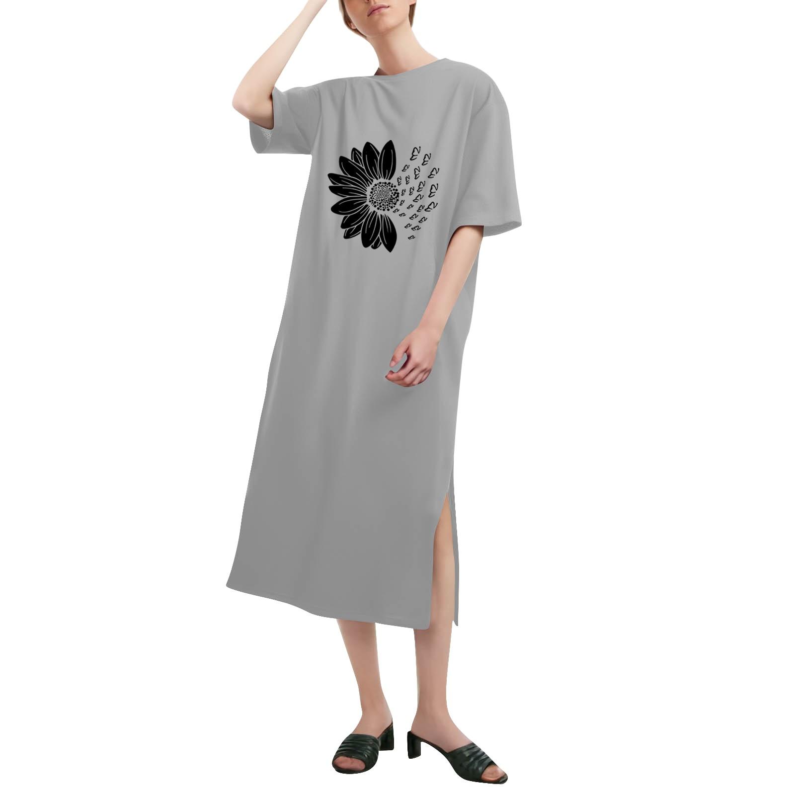 

Цветочный принт свободная рубашка с коротким рукавом и круглым вырезом длинная модная повседневная рубашка платья XXXL