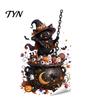 Creative Holiday Gift Ideas Halloween Window Stickers, Cartoon Ghost Black Cat Pumpkin Static Glass Flexible Cuttable Ornaments Waterproof Decals for