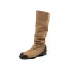 Fashion 2024 New New Cow Suede Retro Women Boots Autumn Winter Slip-On Mid-Calf Boots for Women Square Toe Square Heel Basic Shoes High