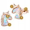 Unicorn Earrings, Plated, S925 Mother Of Pearl Unicorn Stud