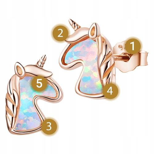 Unicorn Earrings, Plated, S925 Mother Of Pearl Unicorn Stud