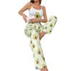 Women Avocado Printed Suspender Vest and Pants Pajama Set Loungewear