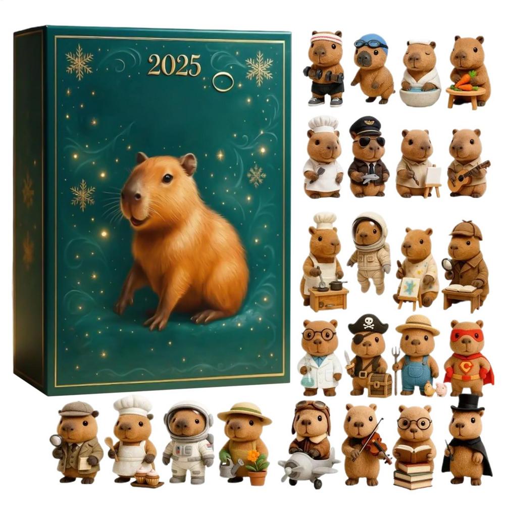 24 Days Christmas Countdown Calendar Capybara 2D Acrylic Capybara Ornament Countdown Calendar for Home Christmas Tree Car