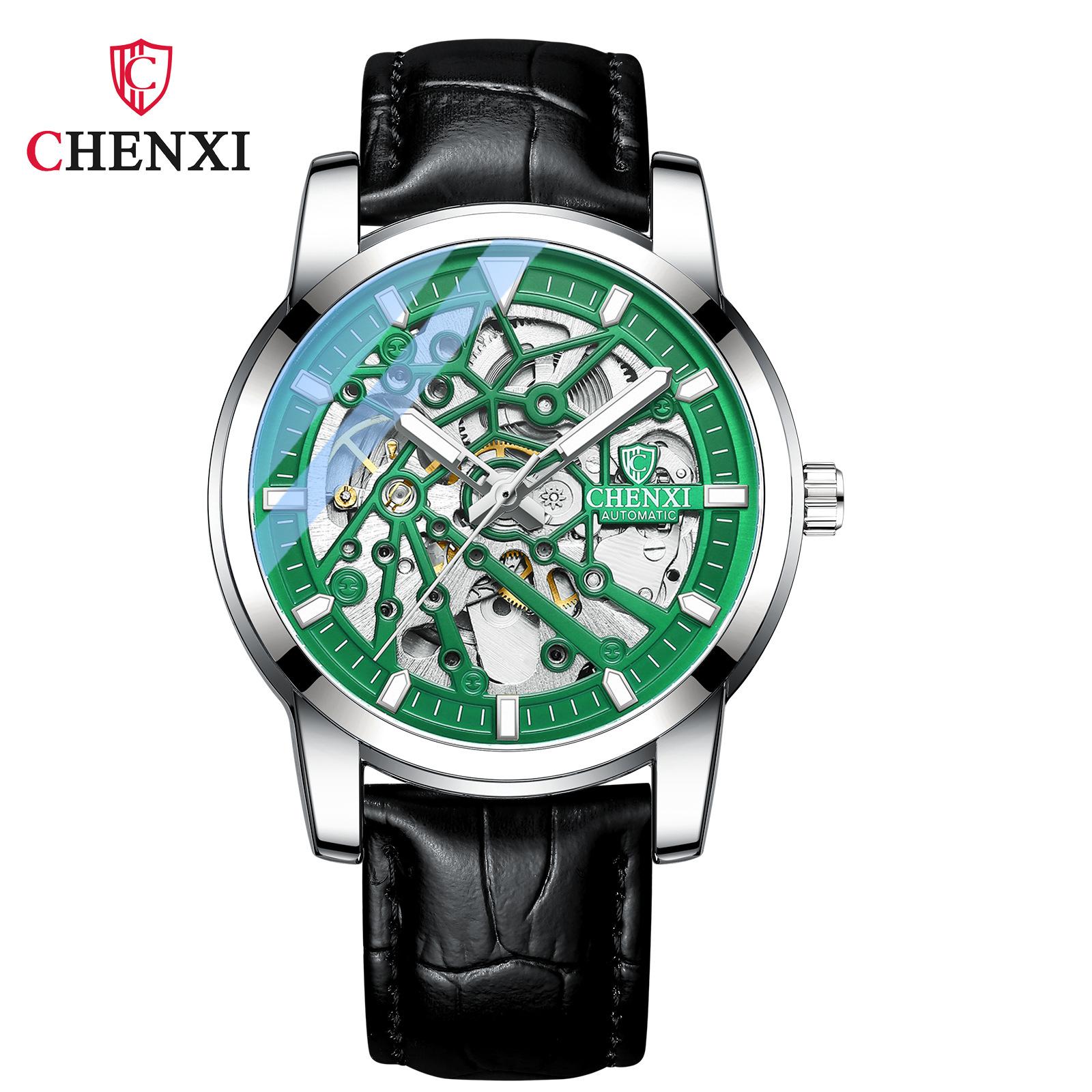 

Новые роскошные мужские часы ТОП-бренда с коробкой-скелетоном, автоматические мужские водонепроницаемые кожаные ремешки, светящиеся мужские механические часы