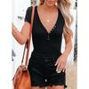 T-shirt da donna estiva corta sexy tinta unita da donna profonda a V slim top sottile corta sexy di nicchia