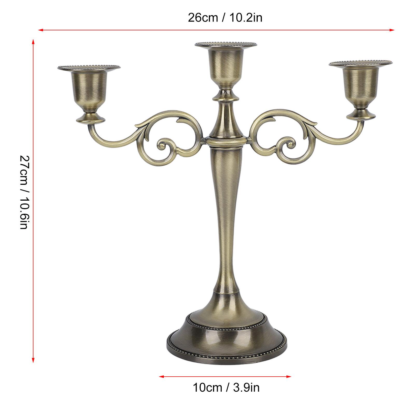 

3 Arms Metal Candle Holder High Gloss European Retro Exquisite Candlestick Holder for Dining Tables Wedding Holiday Decoration бронзовий