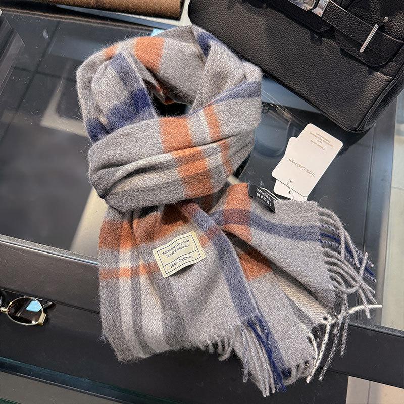 100% Pure Cashmere Scarf Female Winter Warm Cashmere Shawl Checkerboard Grain Design Couple Accessory Premium Windproof Scarf