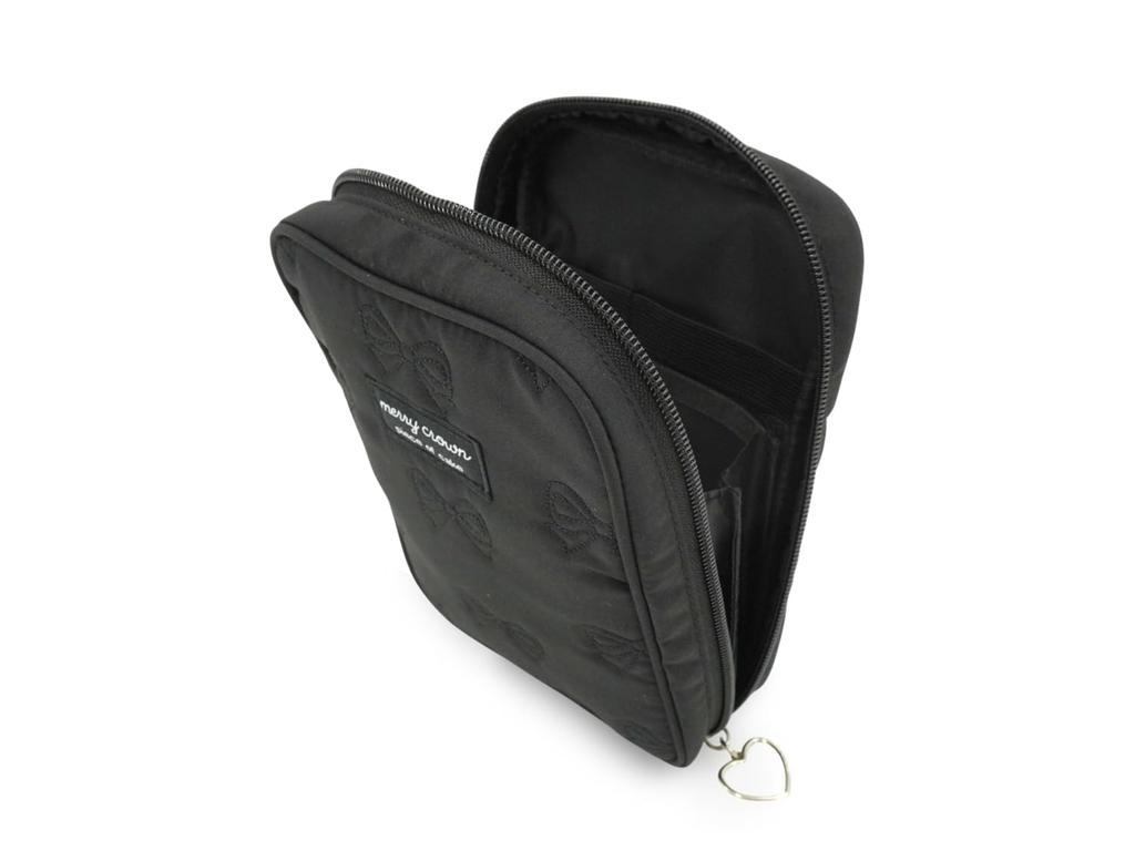 Quilted Ribbon Vertical Accordion Makeup Cosmetic Travel Large MSNKB453 Pouch, Large, Pouch, Pouch, Pouch, Capacity, Freestanding, (Black)