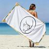 Minimalist Line Art Cat Beach Towel Patterned Sunscreen And Windproof Suitable For Swimming Pool Camping Travel Blanket
