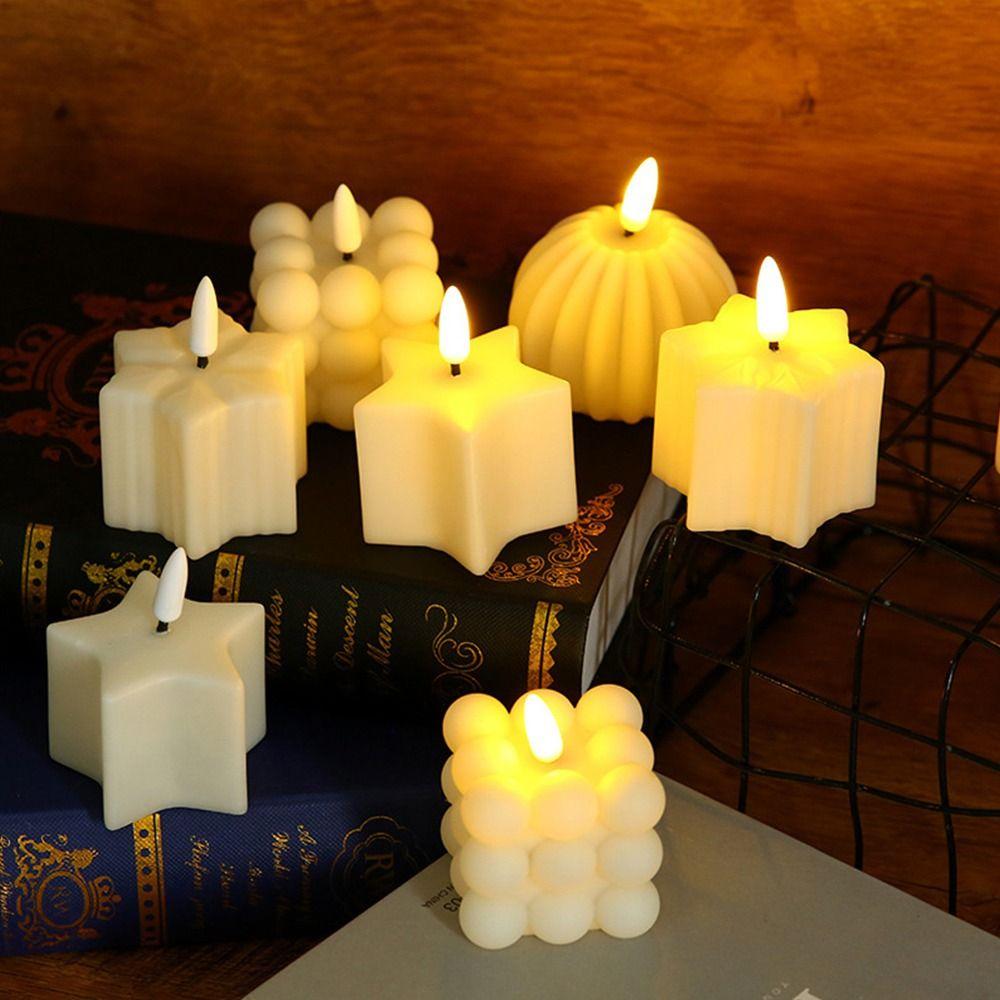 Warm Light LED Candle White Atmosphere Candle Light Creative Electronic Candle  Cafe