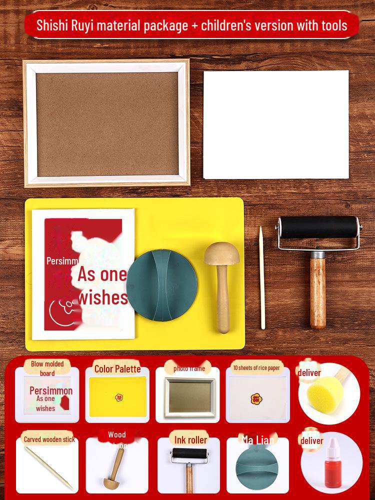 New Year Picture DIY Woodblock Printing Set: Non-Legacy Handmade Template Kit for New Year's Day Activities.