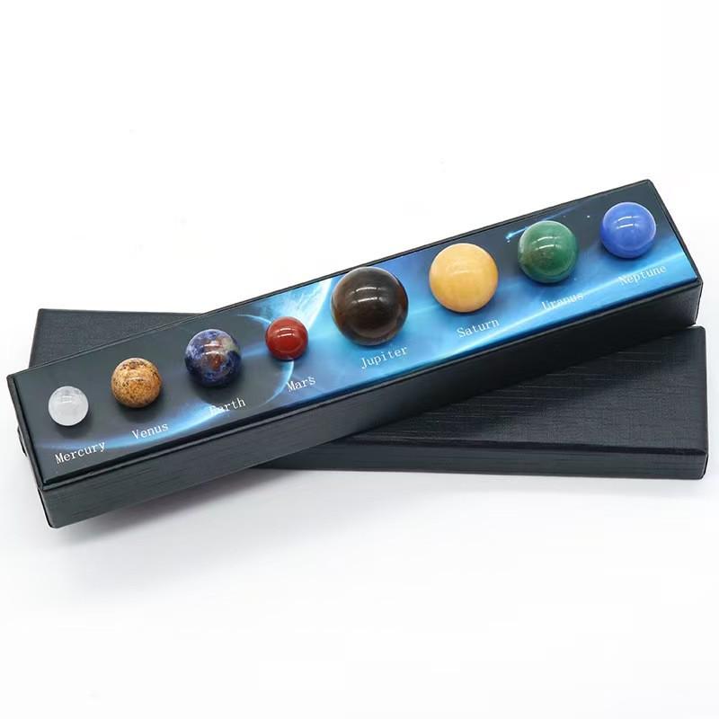 Natural Crystal Solar System Set: Nine Planetary Crystal Balls and Meteorite Specimens