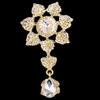DIEZI Luxury Gold Silver Color Crystal Brooches for Women Girls Wedding Bridal Bouquet Water Drop Flower Brooch Pins Accessories