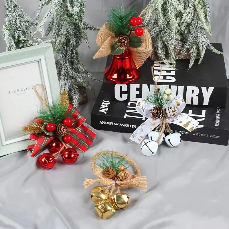 Christmas Bell Ornaments with Decorative Bows Hanging Holiday Decorations for Mall Window Display DIY Festive Party Home Decor