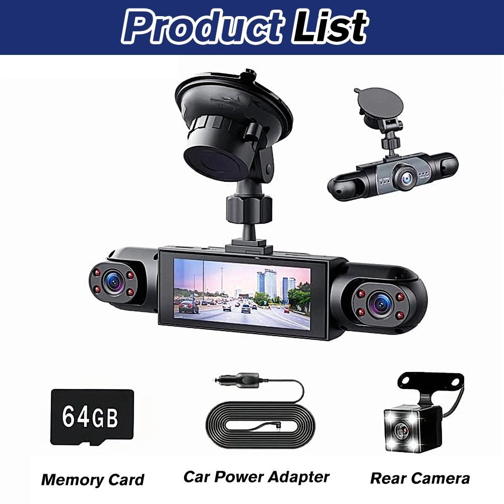 360° Dash Cam 1080P HD Driving Recorder Car Front & Rear Inside 4 Channel Camera