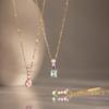 Women's Shiny Zircon Heart Pendant Necklace Sweet Color Geometric Gold PVD Plated Suitable for Graduation Gift