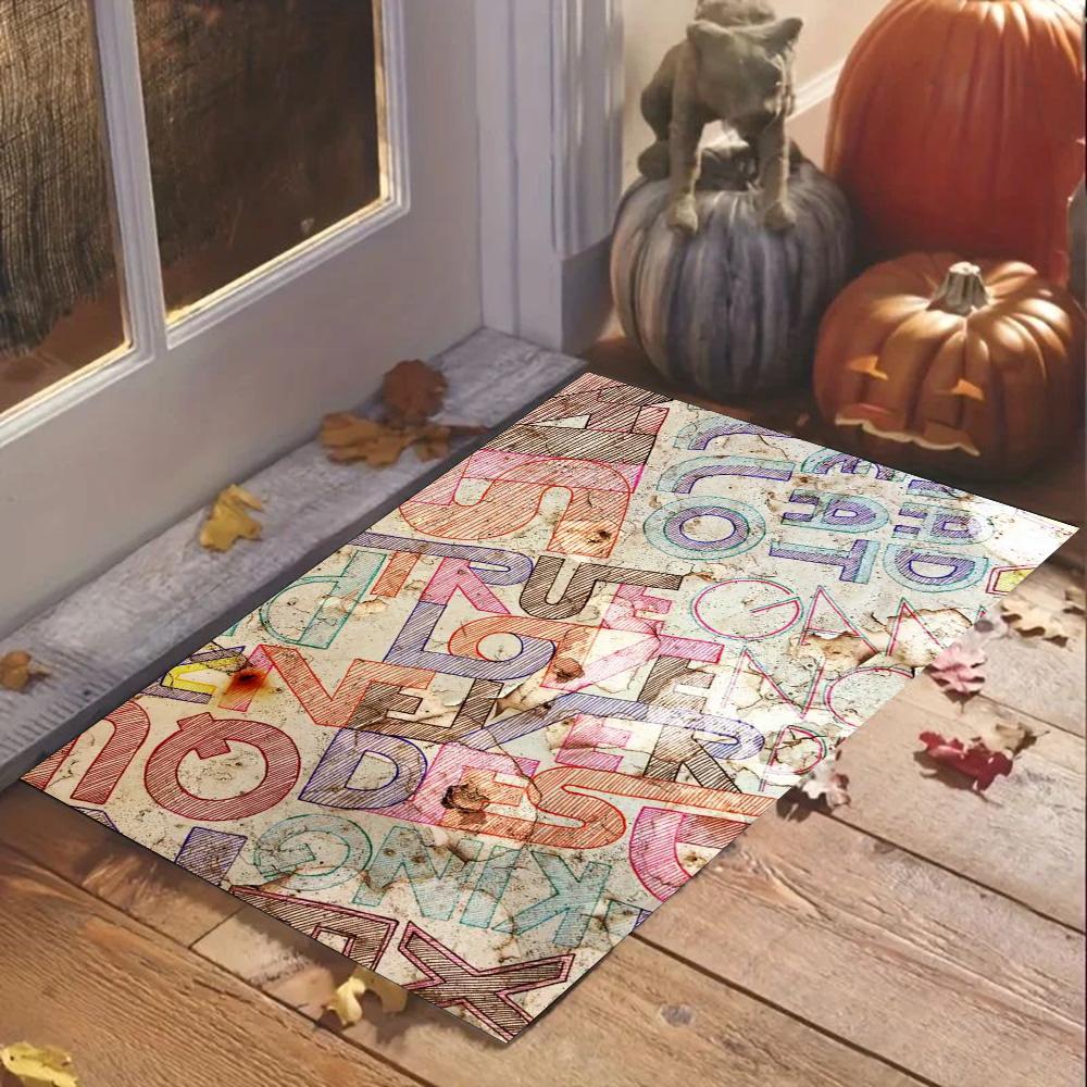 1pc Letter Bathroom Absorbent Mats Anti-Slip Mats Home Decor Supplies Carpets Home Kitchen Floor Mats