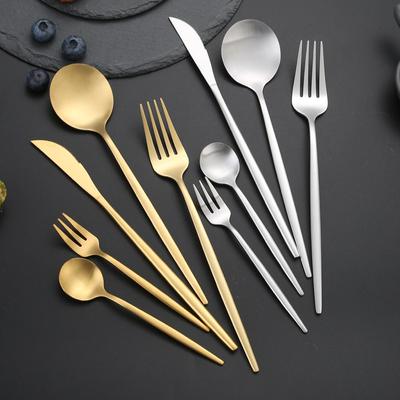 16Pcs Gold Stainless Steel Cutlery Set Knife Fork Spoon Dinnerware Matte Tableware Set Wedding Birthday Silverware Dinner