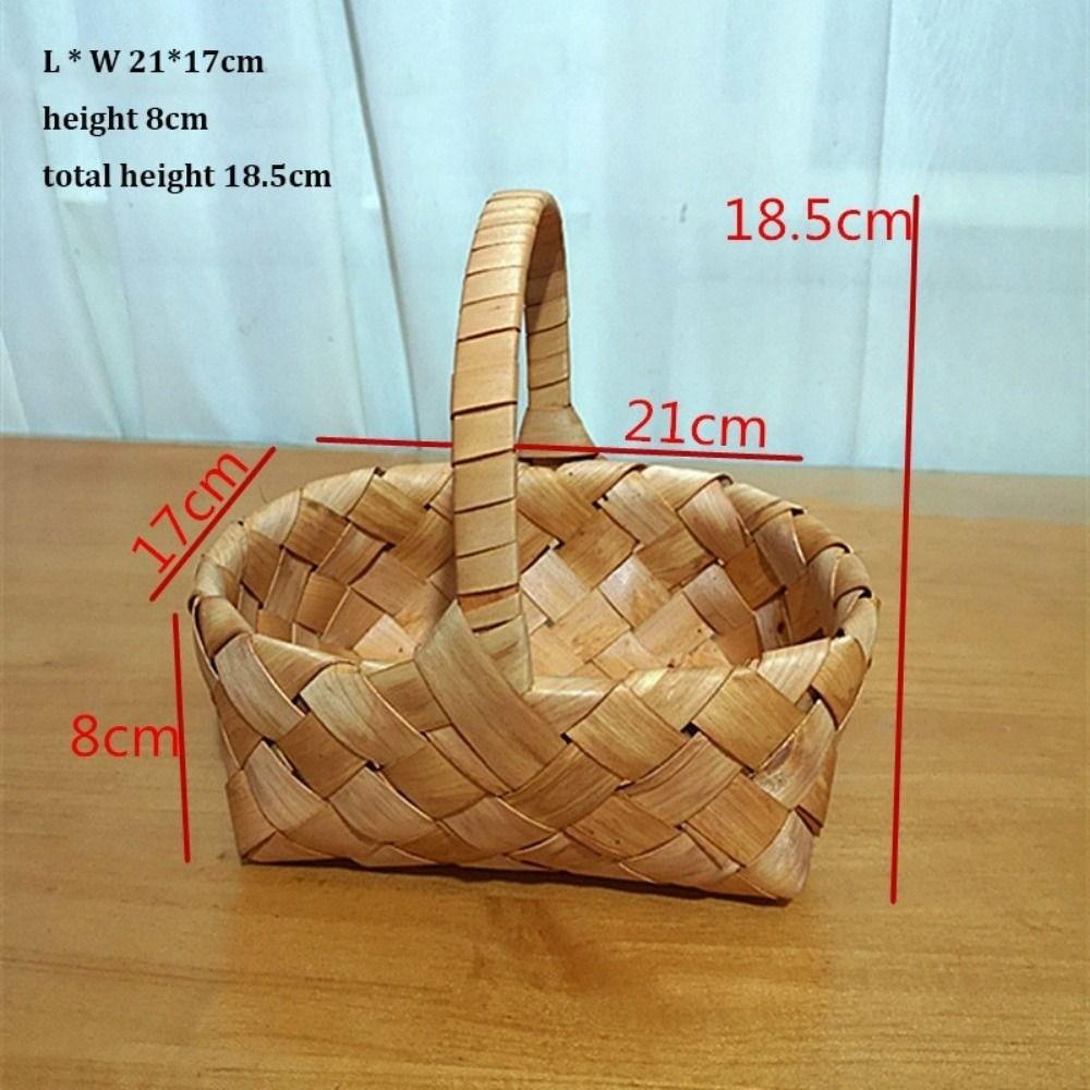 With Handle Wood Basket Handmade Handhold Weaving Flower Basket Vine  Living Room Decoration