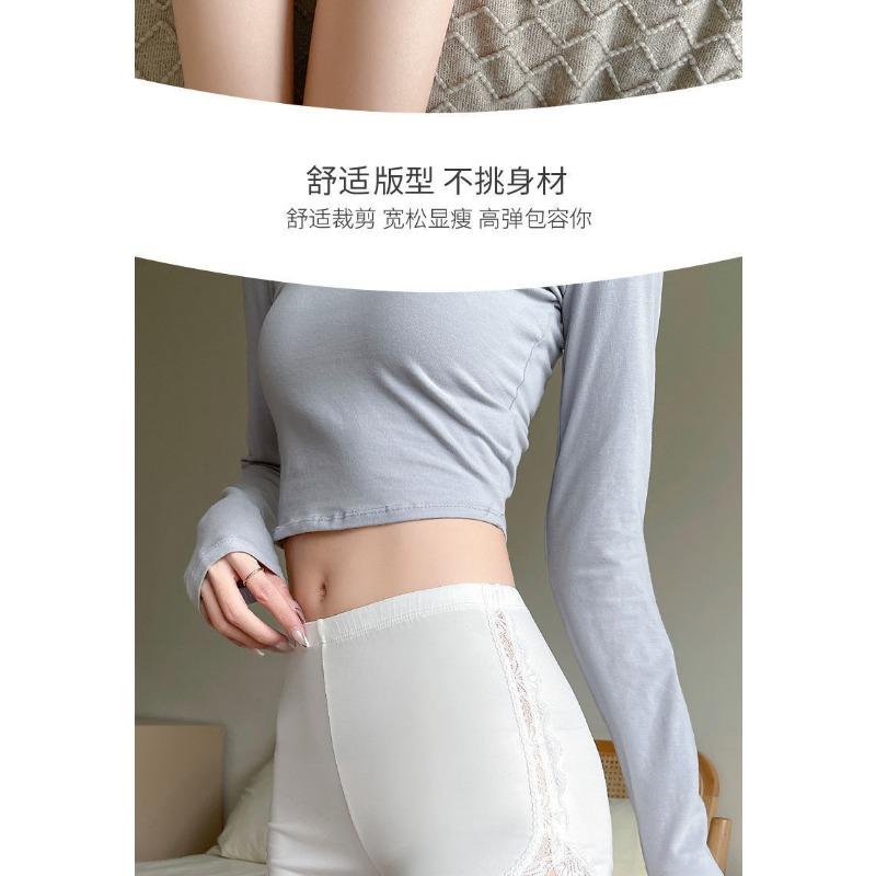 Safety Pants In and Out of Summer Women's Anti-slip Thin Ice Silk Lace Plus-size Three Point Stretch Slimming Leggings