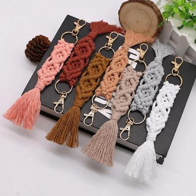1PC Cotton Rope Handwoven Tassel Keychain Car Key Fob Bag Pendant Handbag Decorations Bag Parts Accessories