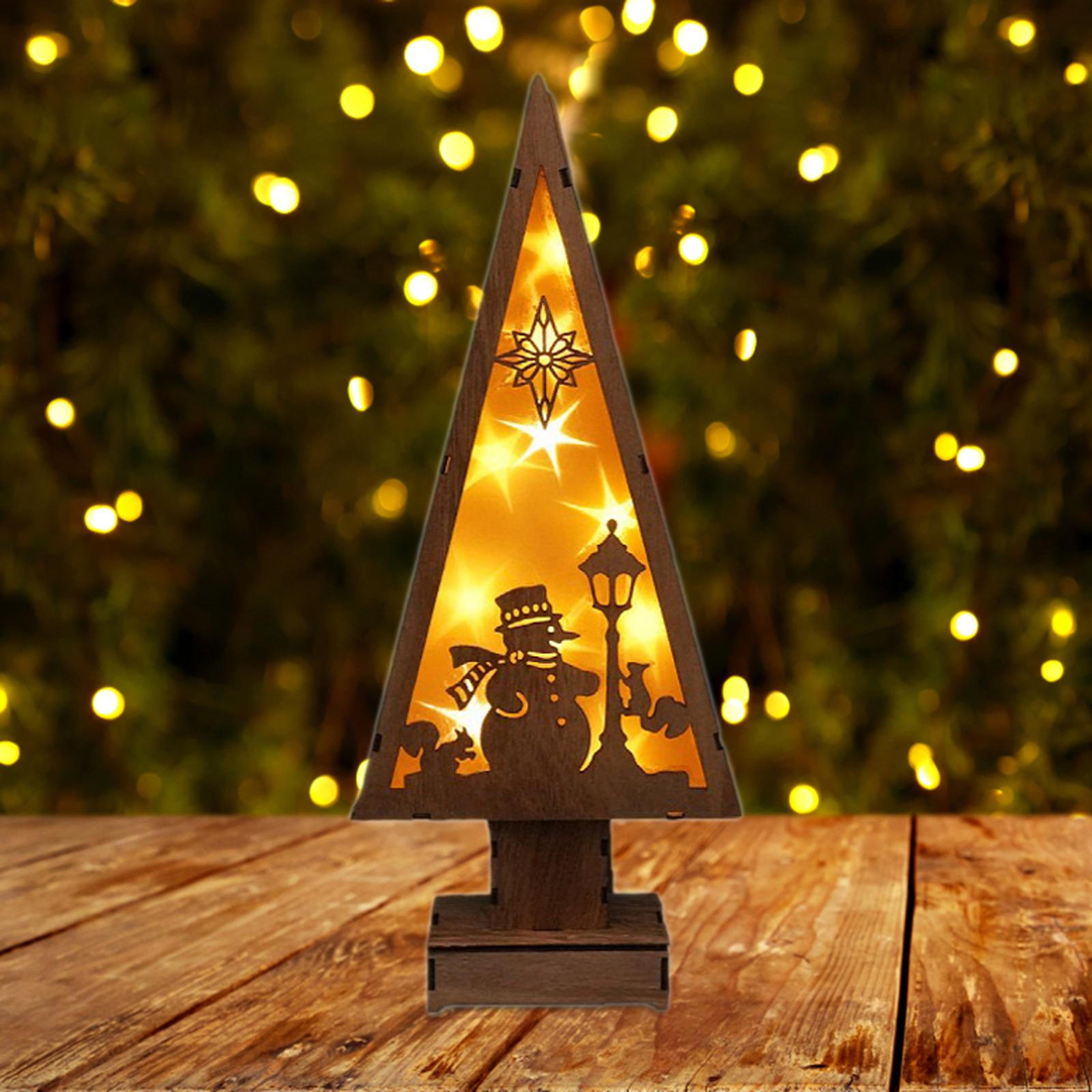 

Деревянная рождественская елка, украшение, атмосфера, свет, рождественские настольные украшения, декор для камина Snowman